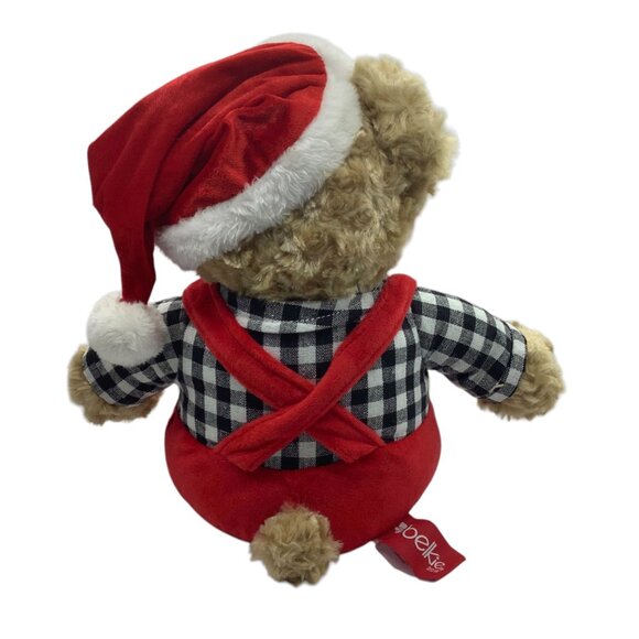 BELKIE Joyland Teddy Bear 2018 Plush Overalls Santa Hat Red Belk Holiday 17" - Picture 6 of 6